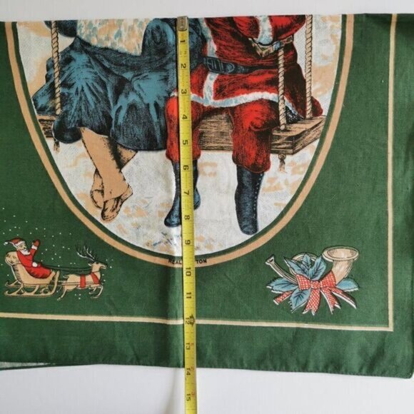 Vintage Christmas Scene Tea Towel, Victorian Children Santa Costume Winter Scene - Picture 5 of 8
